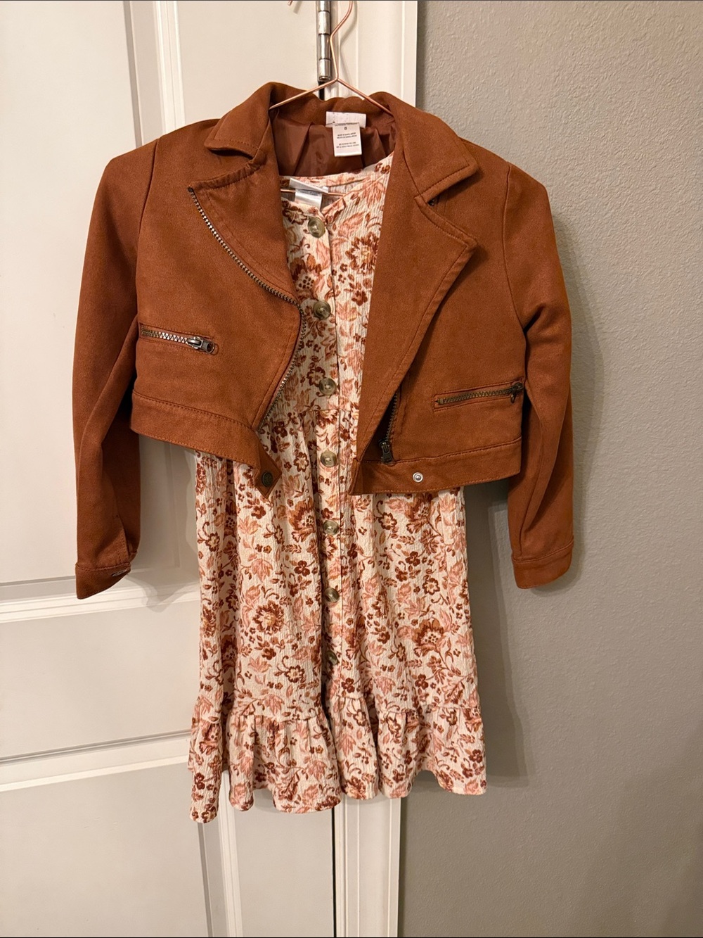 Women's Cropped Moto Jacket - Rust Brown